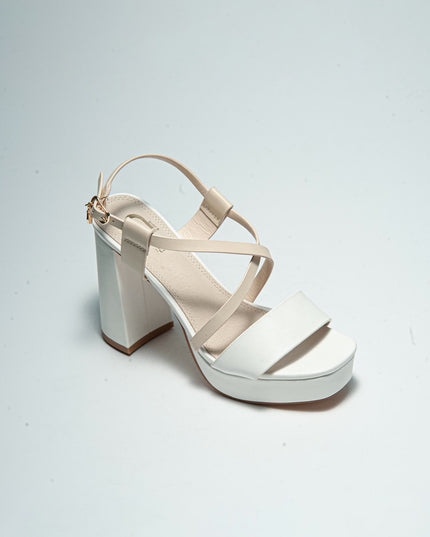 GOLD&GOLD GD87 SANDALO CON TACCO ALTO BIANCO-ROSA