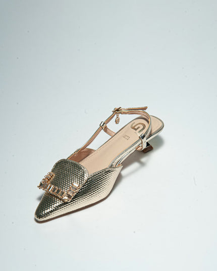 GOLD&GOLD Y387 SANDALO CON TACCO BASSO ORO