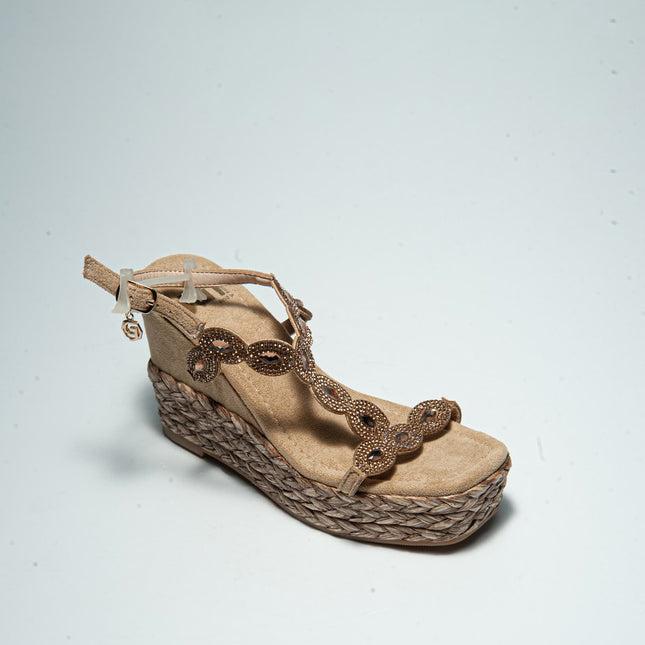 GOLD&GOLD GH08 SANDALO CON ZEPPA CAMEL