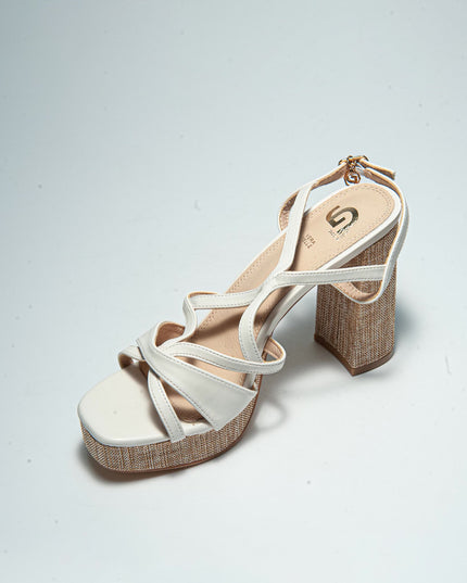GOLD&GOLD GD86 SANDALO CON TACCO ALTO BIANCO-ROSA