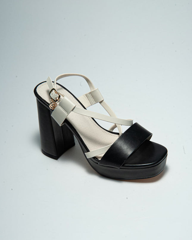 GOLD&GOLD GD86 SANDALO CON TACCO ALTO NERO-BEIGE