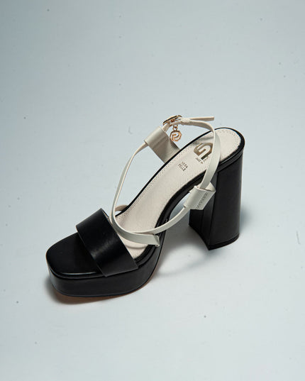 GOLD&GOLD GD86 SANDALO CON TACCO ALTO NERO-BEIGE