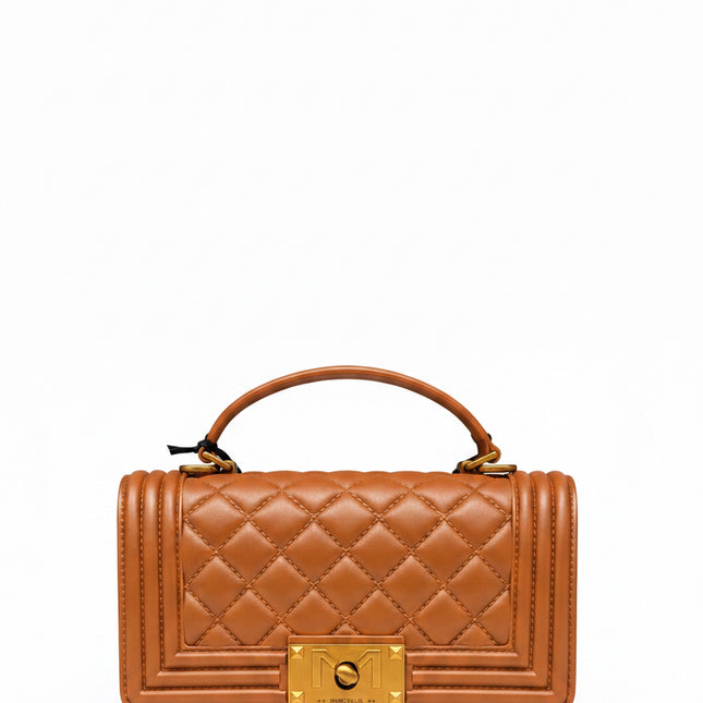 BORSA MARC ELLIS FLAT SQUARE S DARK CUOIO / RAME