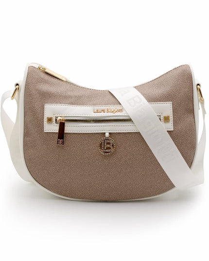 LAURA BIAGIOTTI BORSA TRACOLLA CUOIO E BIANCA