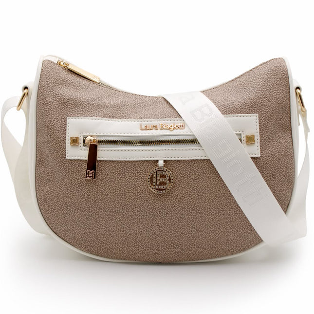 LAURA BIAGIOTTI BORSA TRACOLLA CUOIO E BIANCA
