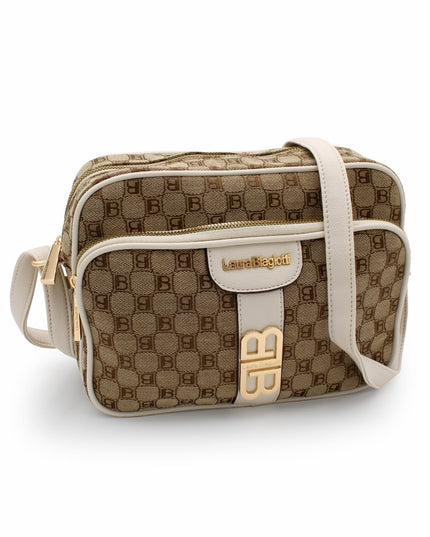 LAURA BIAGIOTTI BORSA TRACOLLA MARRONE E BIANCA