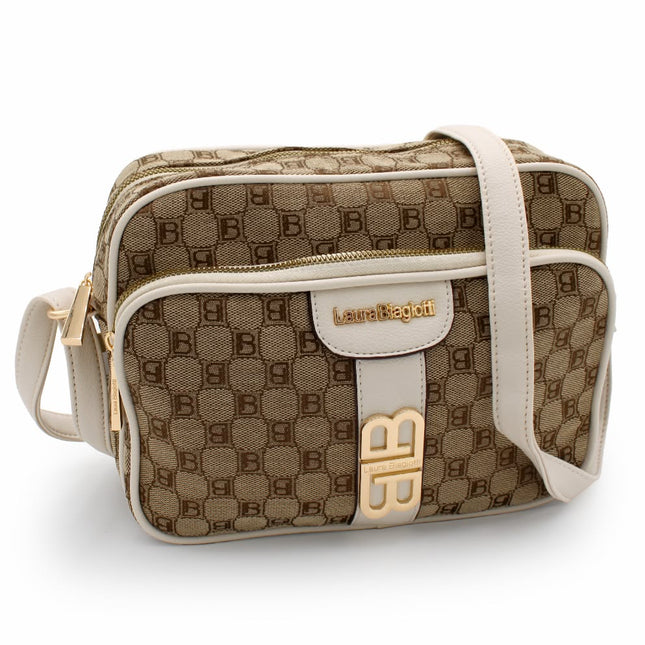 LAURA BIAGIOTTI BORSA TRACOLLA MARRONE E BIANCA