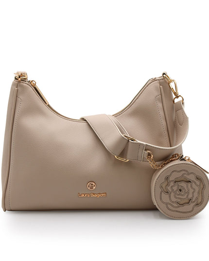 LAURA BIAGIOTTI BORSA TRACOLLA BEIGE CON PORTA MONETE