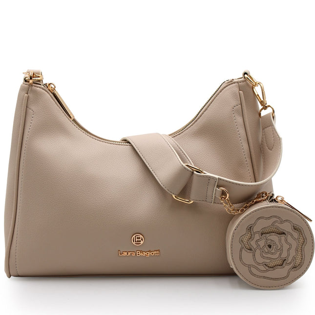 LAURA BIAGIOTTI BORSA TRACOLLA BEIGE CON PORTA MONETE