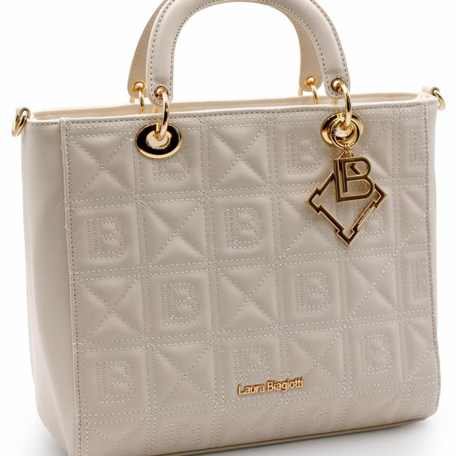 LAURA BIAGIOTTI BORSA A MANO BEIGE RIGIDA