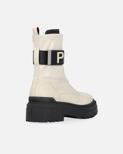 PINKO P061 BOOT CALD LEATHER/STRETCH SPREADING