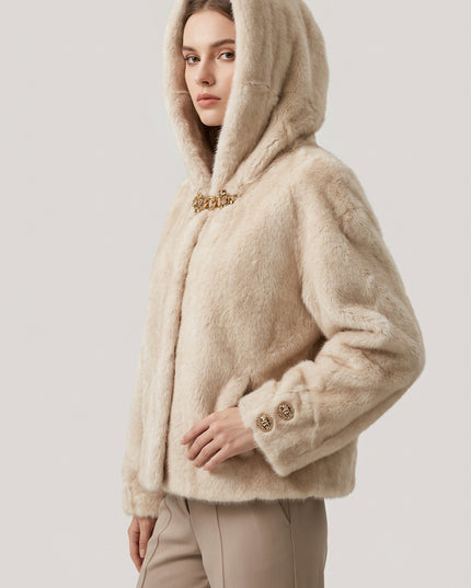 GRINALDI MILANO ECO PELLICIA CON GOIELLO BEIGE