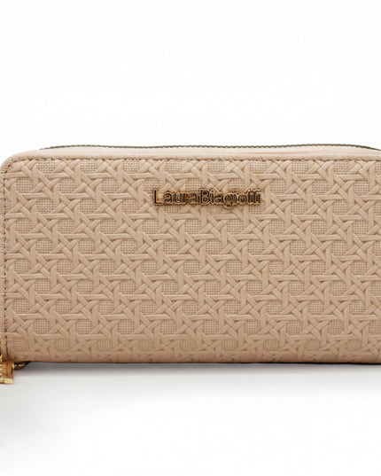 Laura Biagiotti Portafoglio Beige con trama intrecciata