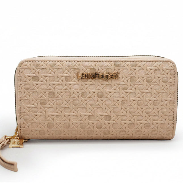 Laura Biagiotti Portafoglio Beige con trama intrecciata
