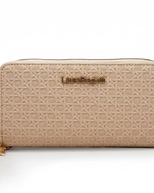 Laura Biagiotti Portafoglio Beige con trama intrecciata