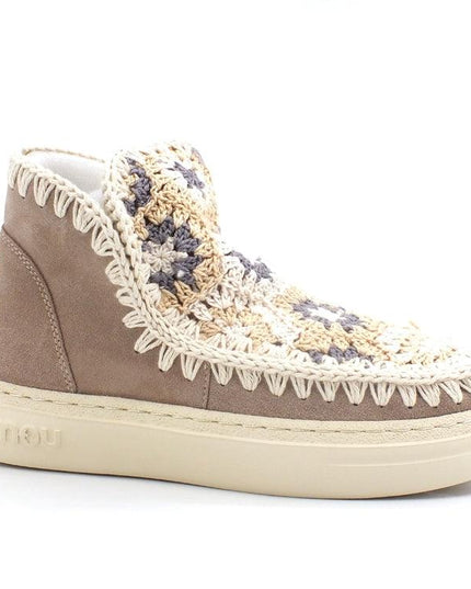 MOU Summer Eskimo Sneaker Bold Crochet Upper Pink Sand