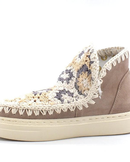 MOU Summer Eskimo Sneaker Bold Crochet Upper Pink Sand