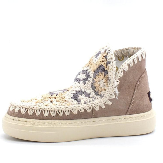MOU Summer Eskimo Sneaker Bold Crochet Upper Pink Sand