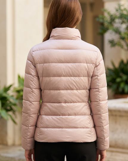 Piumino rosa, vista posteriore